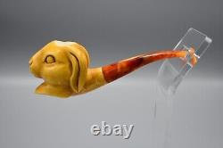 Easter Bunny Figure Pipe block Meerschaum Handmade New Custom Made Case#1704