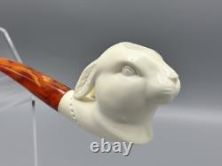 Easter Bunny Figure Pipe block Meerschaum Handmade New Custom Made Case#49