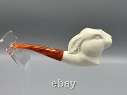Easter Bunny Figure Pipe block Meerschaum Handmade New Custom Made Case#49
