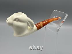 Easter Bunny Figure Pipe block Meerschaum Handmade New Custom Made Case#49