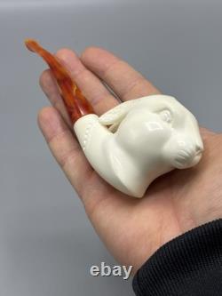 Easter Bunny Figure Pipe block Meerschaum Handmade New Custom Made Case#49