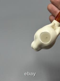 Easter Bunny Figure Pipe block Meerschaum Handmade New Custom Made Case#49