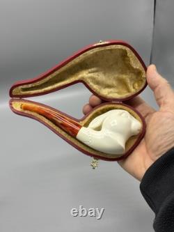 Easter Bunny Figure Pipe block Meerschaum Handmade New Custom Made Case#49