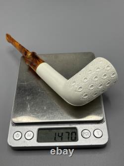 Ege Lattice Tall Chimney Pipe New Handmade block Meerschaum W Case#255