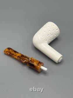Ege Lattice Tall Chimney Pipe New Handmade block Meerschaum W Case#255