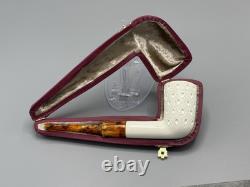 Ege Lattice Tall Chimney Pipe New Handmade block Meerschaum W Case#255