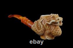 Elaborately Carved Chinese Dragon Pipe new-block Meerschaum Handmade W Case#540