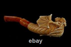 Elaborately Carved Chinese Dragon Pipe new-block Meerschaum Handmade W Case#65