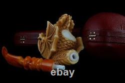 Elaborately Carved Chinese Dragon Pipe new-block Meerschaum Handmade W Case#65