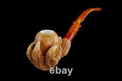 Elaborately Claw Holds Skull Pipe Block Meerschaum-NEW With Case#1010
