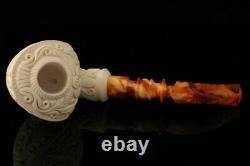 Embossed Cobra Block Meerschaum Pipe with custom CASE 11620