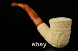 Embossed Dublin Hand Carved Block Meerschaum Pipe with custom CASE 10340