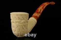 Embossed Dublin Hand Carved Block Meerschaum Pipe with custom CASE 10340