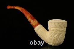 Embossed Dublin Hand Carved Block Meerschaum Pipe with custom CASE 10340