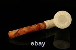 Embossed Dublin Hand Carved Block Meerschaum Pipe with custom CASE 10340