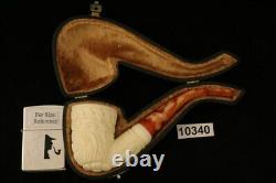 Embossed Dublin Hand Carved Block Meerschaum Pipe with custom CASE 10340