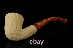 Embossed Dublin Hand Carved Block Meerschaum Pipe with custom CASE 10340