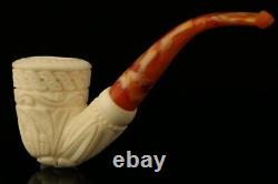 Embossed Dublin Hand Carved Block Meerschaum Pipe with custom CASE 10340