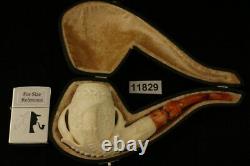 Embossed Eagle's Claw Block Meerschaum Pipe with custom CASE 11829