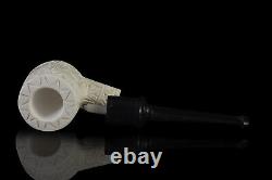 Engraving Block Meerschaum Pipe hand carved Smoking tobacco w case MD-152