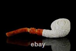 Erdogan EGE Deep Carving Pot Pipe Handmade New Block Meerschaum W Case#352