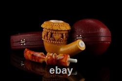 Erdogan EGE Deep Carving Topkapi Pipe Handmade New Block Meerschaum W Case#174