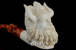 Erdogan Ege Angry Viking Head Pipe New Block Meerschaum Handmade W Case#1306