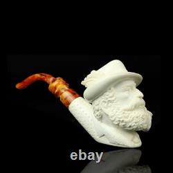 Erdogan Ege Fisherman Figure Pipe New Block Meerschaum W Case#611