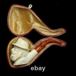 Erdogan Ege Fisherman Figure Pipe New Block Meerschaum W Case#611
