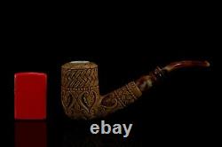 Erdogan Ege Ornate Tall Chimney Pipe Handmade New Block Meerschaum W Case#1474