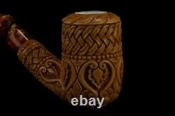 Erdogan Ege Ornate Tall Chimney Pipe Handmade New Block Meerschaum W Case#1474
