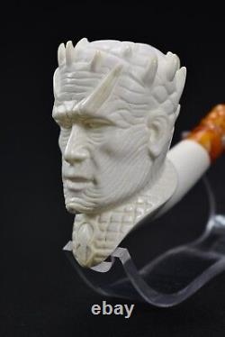 Erdogan Ege WHITE WALKER Head Pipe New Block Meerschaum W Case#369