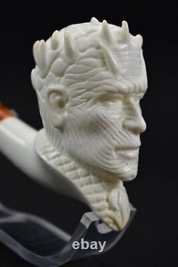 Erdogan Ege WHITE WALKER Head Pipe New Block Meerschaum W Case#369