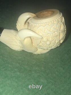 Estate TEKIN Ornate Large Claw Pipe BLOCK MEERSCHAUM-HAND CARVED NO CASE