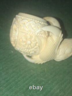 Estate TEKIN Ornate Large Claw Pipe BLOCK MEERSCHAUM-HAND CARVED NO CASE