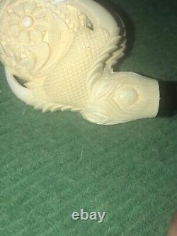 Estate TEKIN Ornate Large Claw Pipe BLOCK MEERSCHAUM-HAND CARVED NO CASE