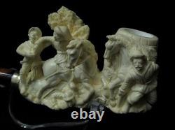 Exclusive Civil War Scene Block Meerschaum Pipe 925 Silver Gift Cor Vintage 7598