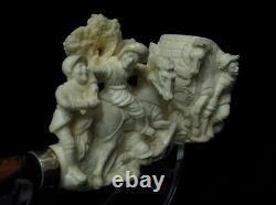 Exclusive Civil War Scene Block Meerschaum Pipe 925 Silver Gift Cor Vintage 7598