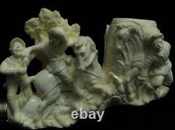 Exclusive Civil War Scene Block Meerschaum Pipe 925 Silver Gift Cor Vintage 7598