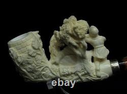 Exclusive Civil War Scene Block Meerschaum Pipe 925 Silver Gift Cor Vintage 7598