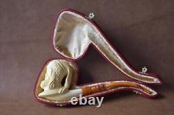 FISHERMAN Pipe BY KENAN Block Meerschaum-NEW Handmade Custom Fitted CASE#126