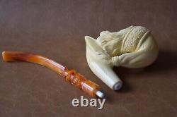 FISHERMAN Pipe BY KENAN Block Meerschaum-NEW Handmade Custom Fitted CASE#126