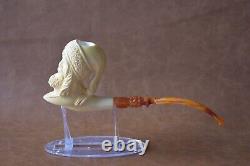 FISHERMAN Pipe BY KENAN Block Meerschaum-NEW Handmade Custom Fitted CASE#126