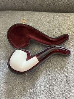 FULL BENT Block Meerschaum Smoking Tobacco Pipe With Case