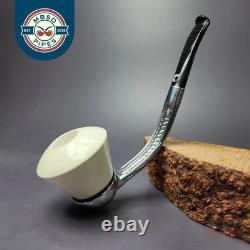 Falcon Chrome Dental with MBSD Meerschaum Dublin Block Meerschaum Bowl Pipe, New