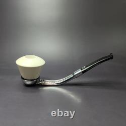 Falcon Chrome Dental with MBSD Meerschaum Dublin Block Meerschaum Bowl Pipe, New