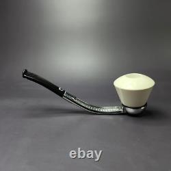 Falcon Chrome Dental with MBSD Meerschaum Dublin Block Meerschaum Bowl Pipe, New