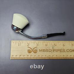 Falcon Chrome Dental with MBSD Meerschaum Dublin Block Meerschaum Bowl Pipe, New