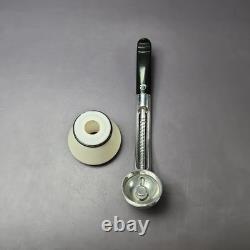 Falcon Chrome Dental with MBSD Meerschaum Dublin Block Meerschaum Bowl Pipe, New