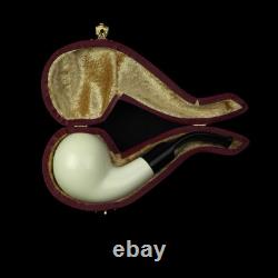 Fancy Apple PIPE BLOCK MEERSCHAUM-NEW-HAND CARVED W Case#1164 9 Mm Filter